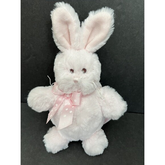 Bearington Bears Collection Plush 9" Baby Bunny Rabbit Plush Pink Poka Dot Bow - Picture 1 of 6